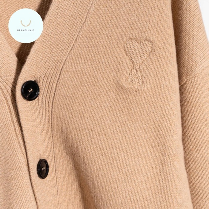 AMI PARIS AMI DE COEUR CARDIGAN CLASSIC CASHMERE