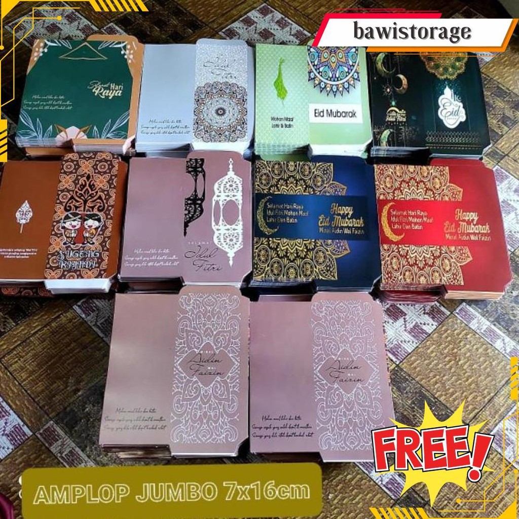 

100 Lembar Amplop Muslim Jumbo Dapat 10 Motif Murah (Free Plastik) Terlaris