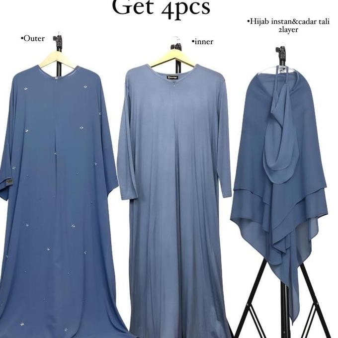 Tsurayya - One Set New Dubai Payet (Sudah Dapat Inner Abaya+Outer Abaya+Hijab Instan+Cadar)/One Set 