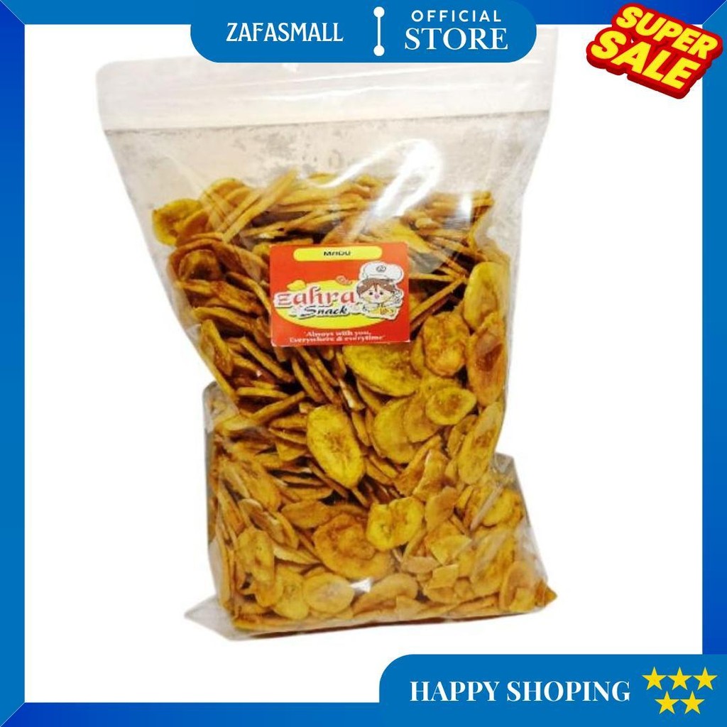 

1Kg Keripik Pisang Madu Renyah Cemilan Snack Zahra D Best Seller