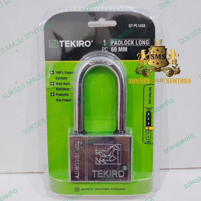 GEMBOK TEKIRO ANTI KARAT 60mm LEHER PANJANG/GEMBOK PAGAR RUKO GUDANG