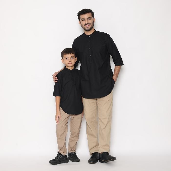 Dancus Kemeja Koko Pakistan Couple / Koko Kurta Couple Ayah Anak Warna Hitam OLRM262