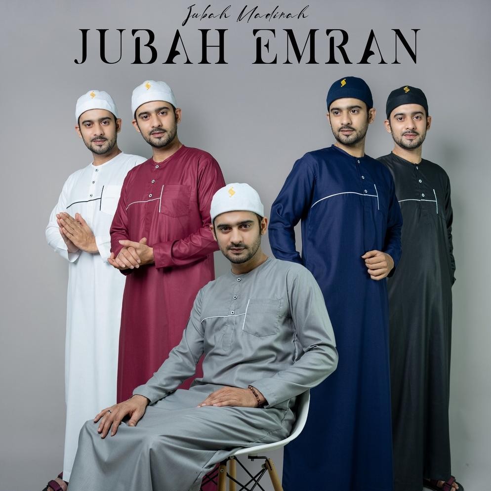 GENIE- KATSAE - EMRAN JUBAH PRIA DEWASA GAS PRIA LENGAN PANJANG BAJU JUBAH PRIA JUBAH HITAM PUTIH PR