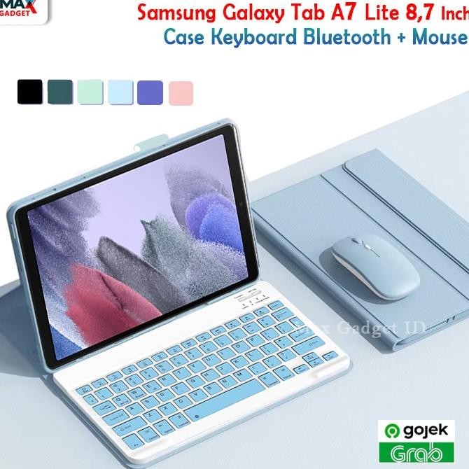 Terlaris Samsung Tab A7 Lite 8.7 2021 Keyboard Bluetooth Case Magnet Warna Mouse Magnetic Slot Pen S
