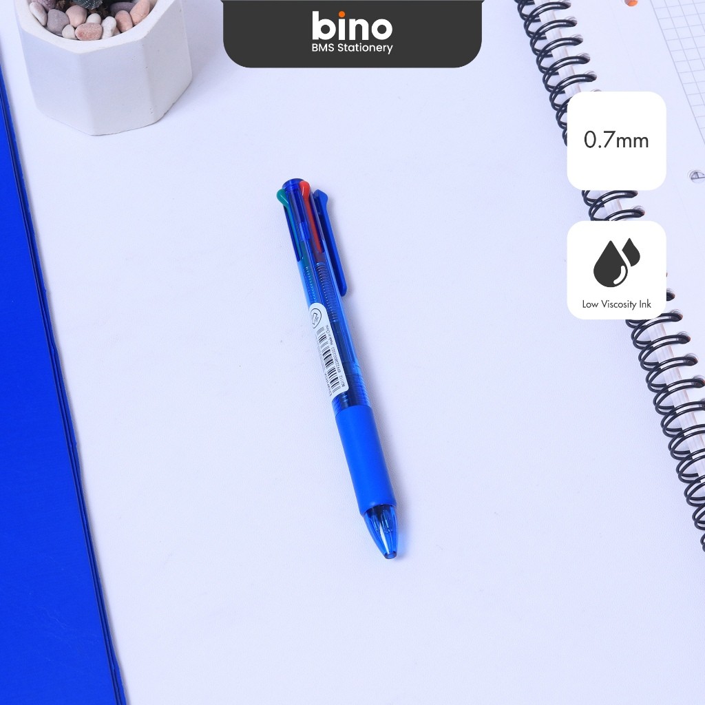 

[BMS Tangerang] Bantex Pulpen 0.7 mm 4 Warna / Ballpoint Pen Pegangan Karet Lembut BG1112