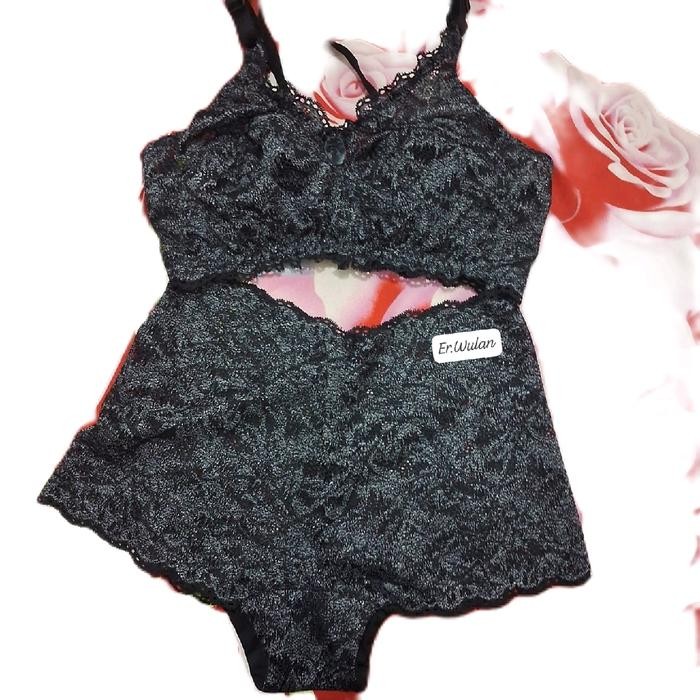 1 Set Bra Dan Cd Lingeri Brukat Renda Tanpa Busa Dan Kawat.