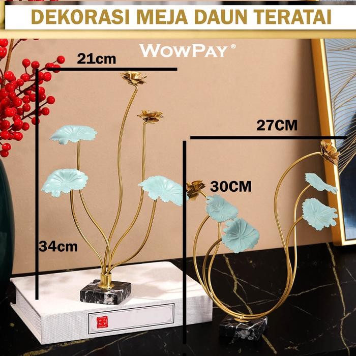 

WowPay Ornamen Daun Teratai Feng Shui Kesehatan Kemakmuran Tiongkok Dekorasi Emas Hiasan Hoki Ruang