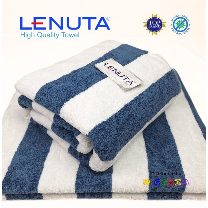 TERMURAH Handuk Jumbo Pantai Pool Towel NST BY LENUTA Putih Navy 86x150