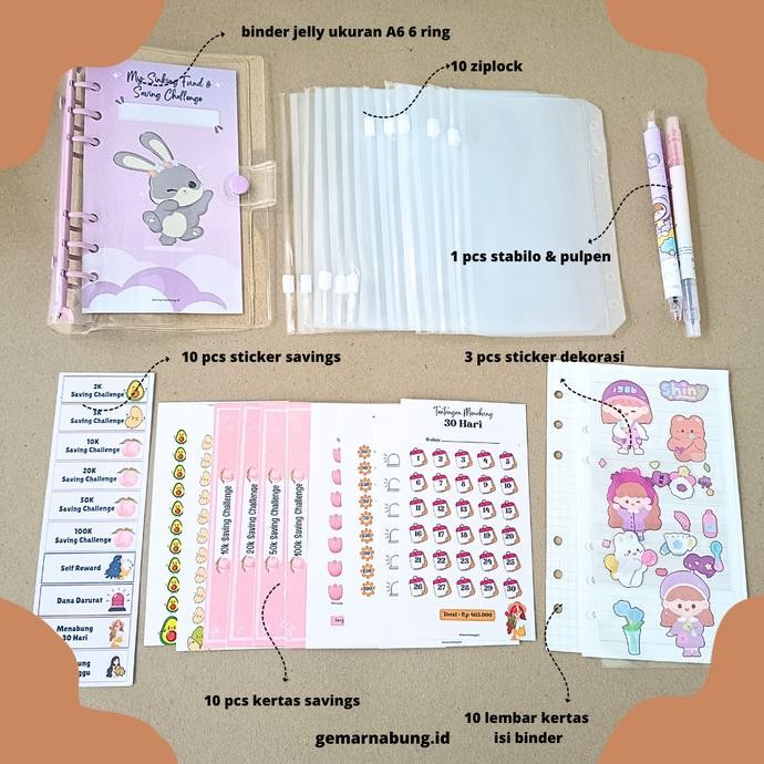 

PROMO / Paket binder nabung 10 ziplock, Binder keuangan saving challenge Non COD