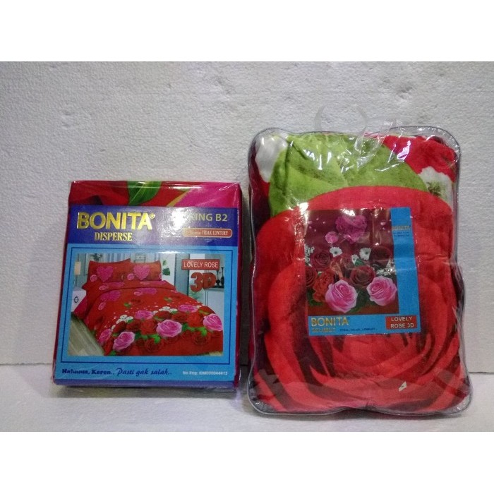 Couple Sprei + Selimut Super Lembut & Tebal Merk Bonita - Lovely Rose