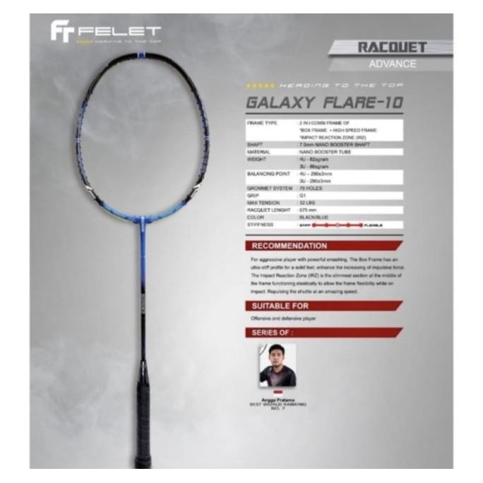 Raket Badminton FELET AEROMARS 10 GALAXY FLARE 10 ORIGINAL Terlaris