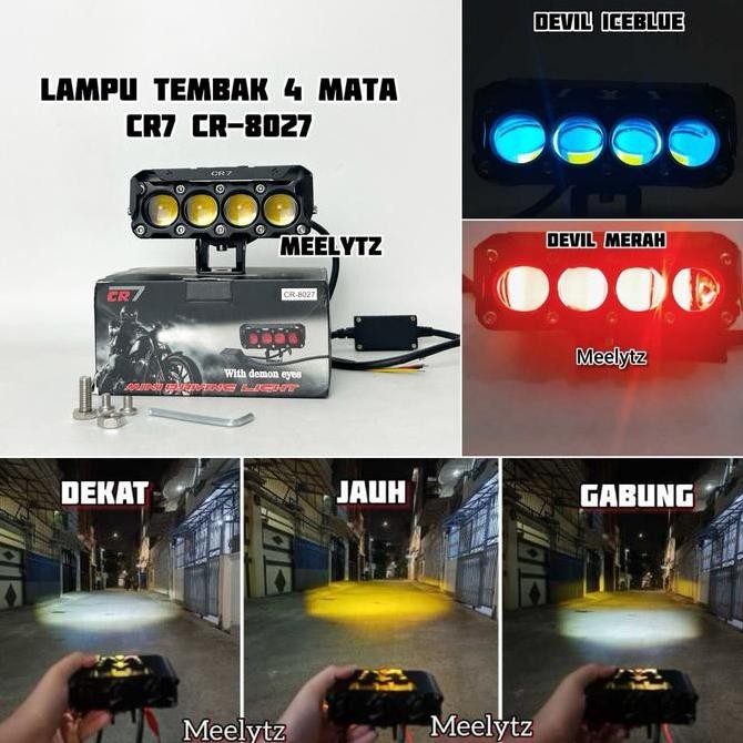 CR7 - Lampu Tembak 4 Mata plus devil dan 3 kipas pendingin ballast alumunium waterproof CR8027