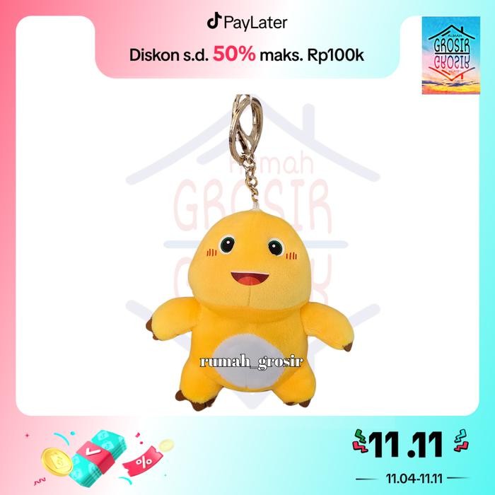 (Rumah Grosir) Gantungan Kunci Boneka Naloong Nailoong Nalong Dino Kuning Plush Dinosaurus Gemoy