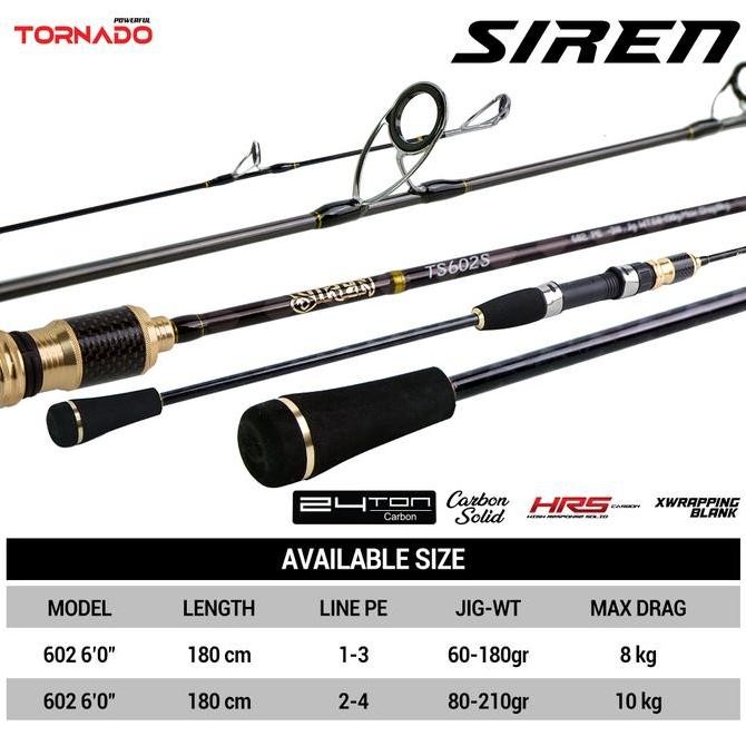 TORNADO Joran Pancing Spinning SIREN 180cm PE1-3 & PE2-4 Hi-Carbon Material 24T HRS Joran Pancing Ji