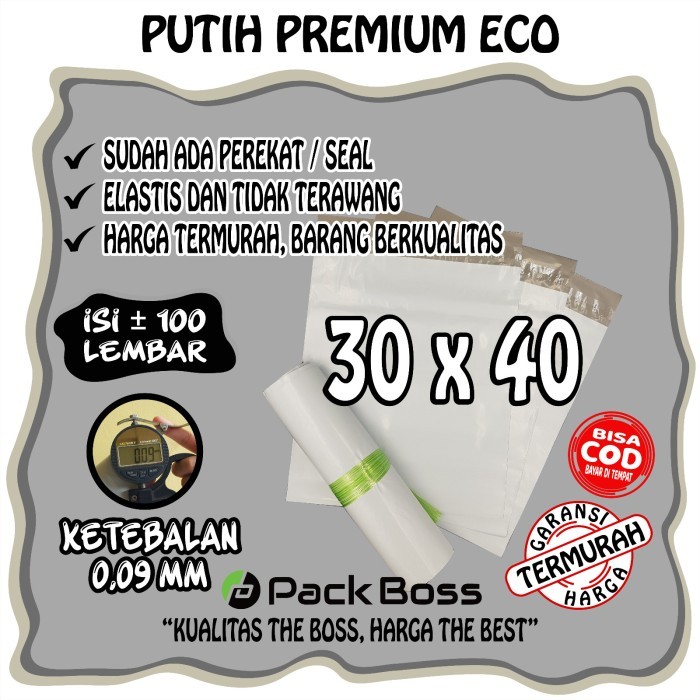 

Polymailer Packboss Semi Premium 30X40 Isi 100 Packing Online Terlaris