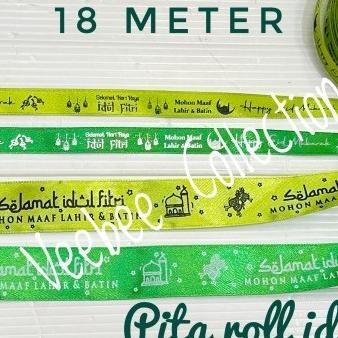 

~^~^~^] Pita Roll Sablon Idul fitri Lebaran Eid mubarak/ pita kain hias hamper