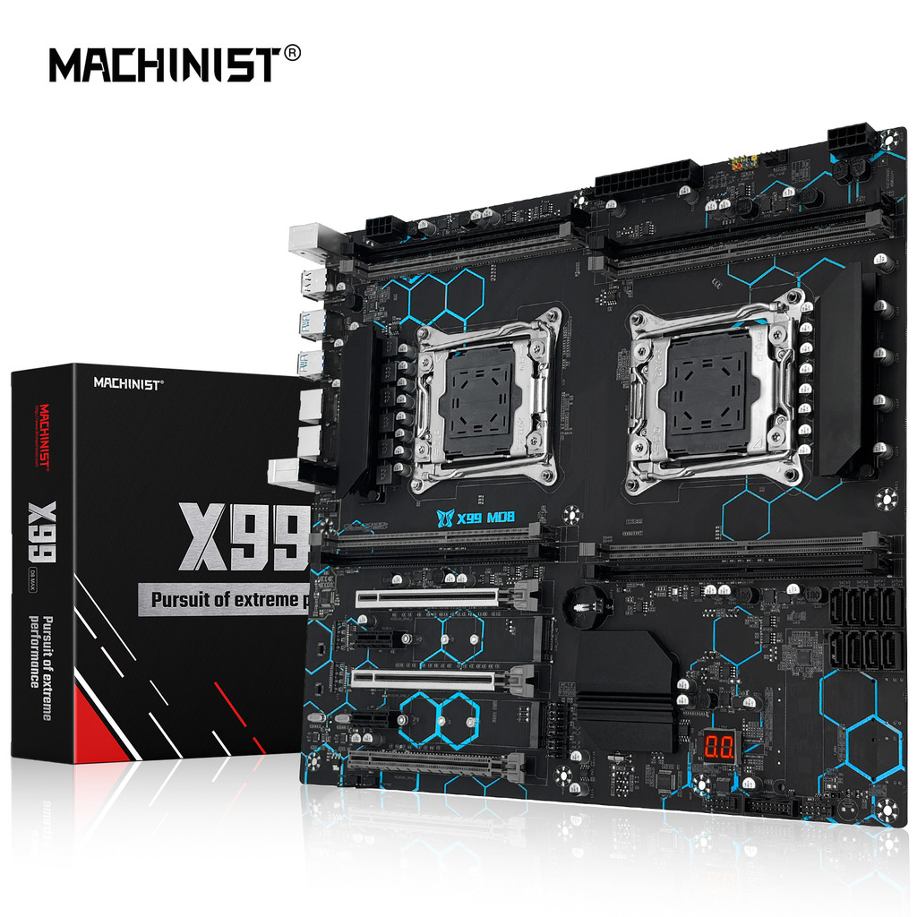 AQS MACHINIST X99 Dual CPU Motherboard LGA 2011-3 Support Dual Xeon Processor NVME SATA M.2 Slot 8 D