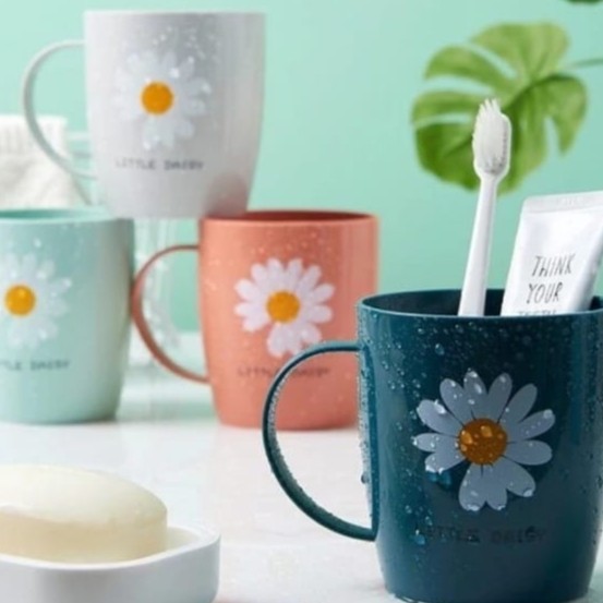 #####] GELAS MUG KACA / GELAS KACA LITTLE DAISY / CANGKIR GELAS MOTIF BUNGA / GELAS IMP JKC-5677