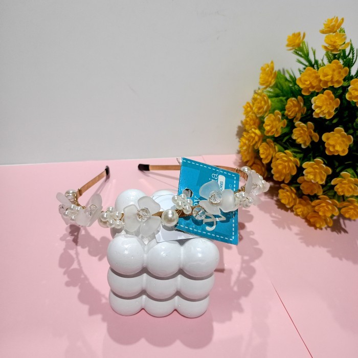 ] BANDO BUNGA MUTIARA PUTIH / HEADBAND KOREAN / BANDO KOREA WANITA