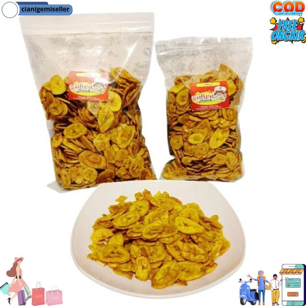 

1Kg Keripik Pisang Madu Renyah Cemilan Snack Zahra D Terlaris