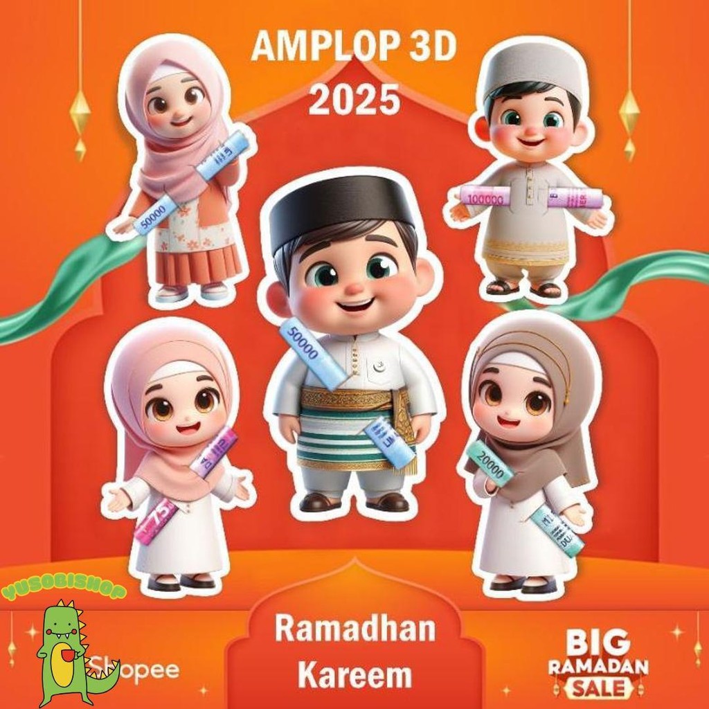 

(40Pcs) Amplop Lebaran Gemoy Karakter 3D Idul Fitri 2025 Uang Selip Peluk Angpao Thr Unik Murah