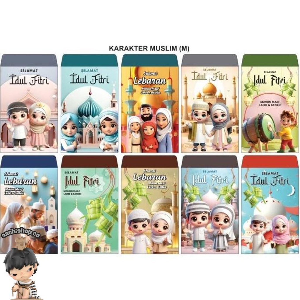

Ampau / Amplop Lebaran Kartun Muslim Medium 11X7Cm 100 Lembar - Mixkartunmslim Promo