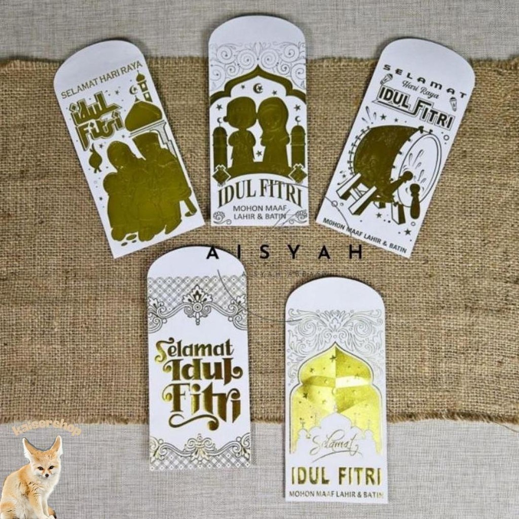 

50 Lembar Amplop Lebaran Idulfitri Premium Timbul Poly Embos Gold Ukuran Panjang Kilat