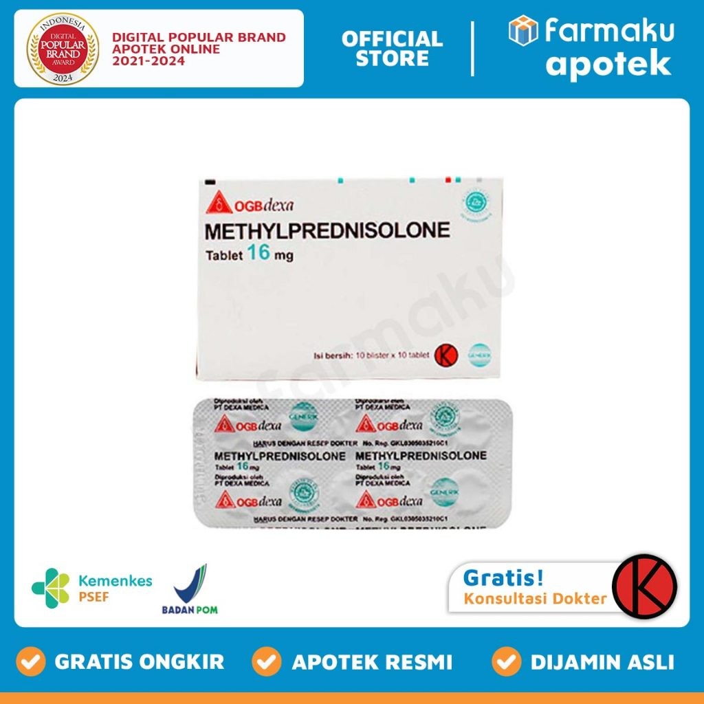 Methylprednisolone 16 mg Dexa  Blister 10 tablet  - ASB