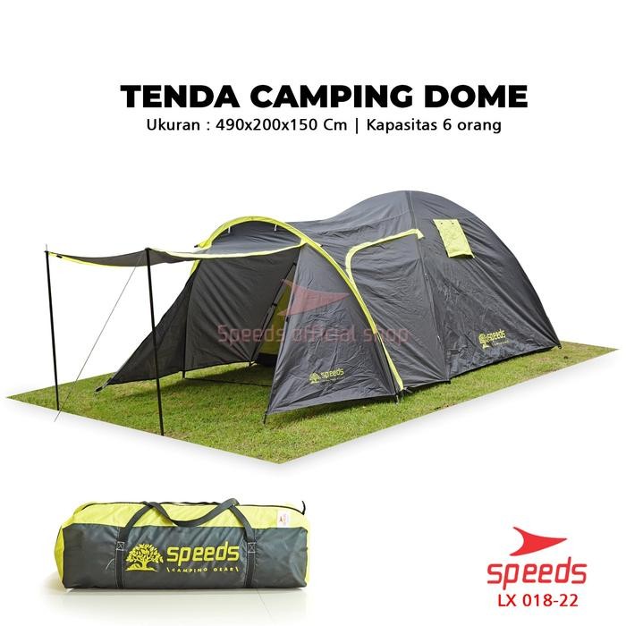 SPEEDS Tenda Dome Tenda Camping 2 Layer Tenda Besar Kapasitas 6 Orang Big Dome Family Tent Outdoor