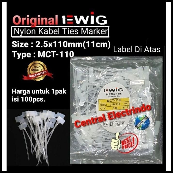 

New Kabel Ties Marker Label Atas 2.5X110Mm(11Cm) Ewig 1Pak 100Pcs.