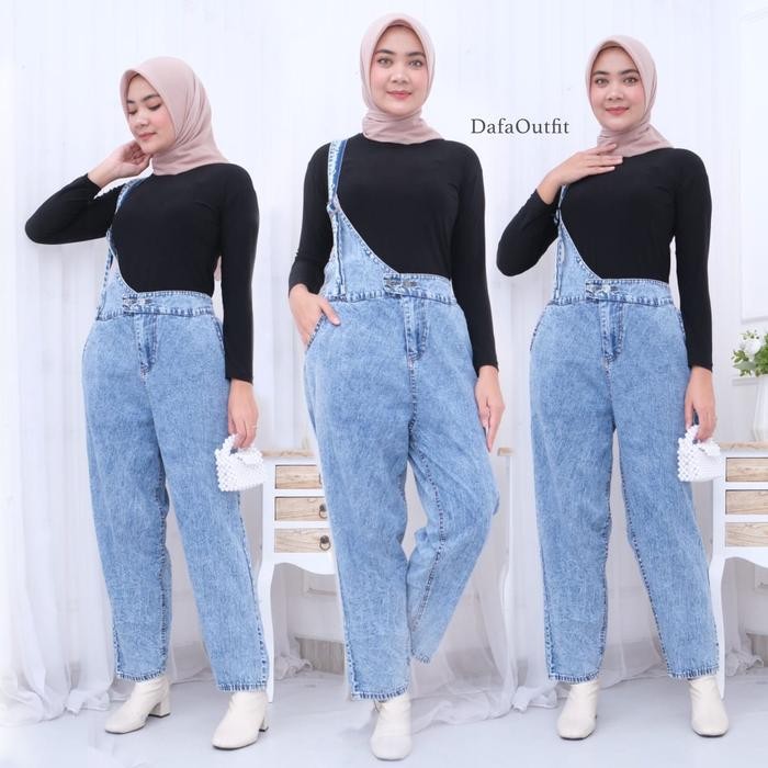 Adeeva Overall Jumpsuit Jeans [ Celana Kodok Tali Satu Wanita Korea] Asli 100%