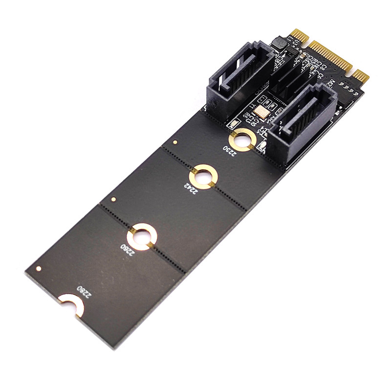 LAGI BERJUANG NGFF M2 NVME to SATA3.0 6Gb Card Adapter M.2 Key-M PCIE NVME to Dual SATA 3.0 Expanion
