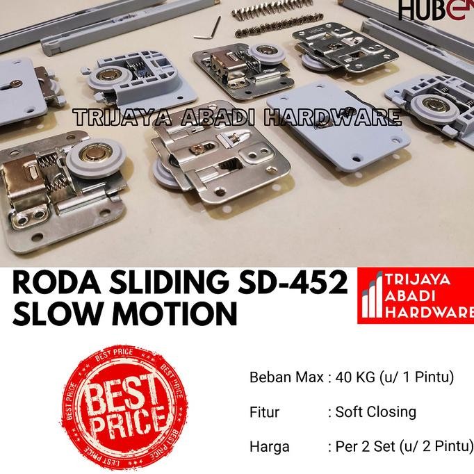 RODA PINTU LEMARI SLIDING SD 452 SLOW MOTION - HUBEN SLIDING CASTER