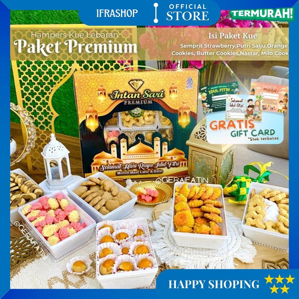 

Kue Lebaran Intan Sari Paket Kue Premium Kue Kering 6 Toples / Paket Kue Kering 2025 D Promo Puncak