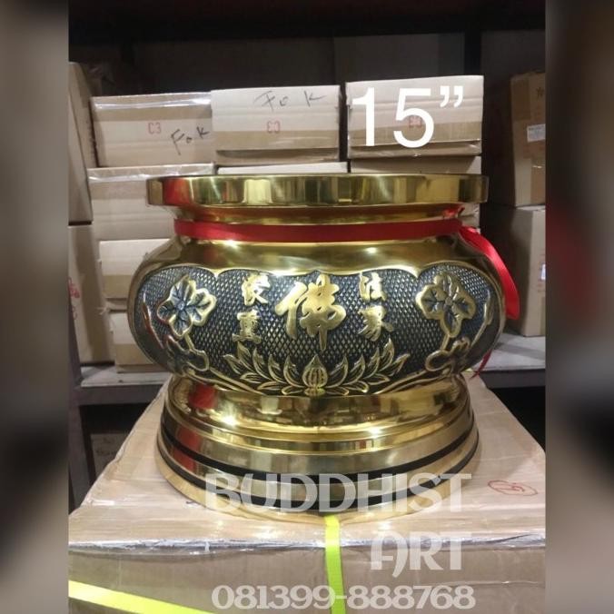 

Sale Tempat Dupa Kuningan/ Hio Lo Hiulo Hiu Lo Kuningan Fo Teratai 15 Inch