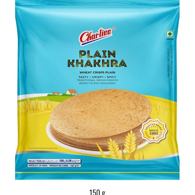 

#@#@#@#@] Kerupuk India CHARLIEE PLAIN KHAKHRA 150gr / Namkeen / Snack India