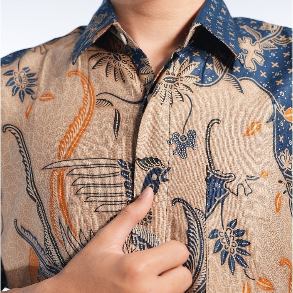 BATIK TRUSMI Kemeja Batik Pria Seragaman Batik Burung Kombinasi Alisan