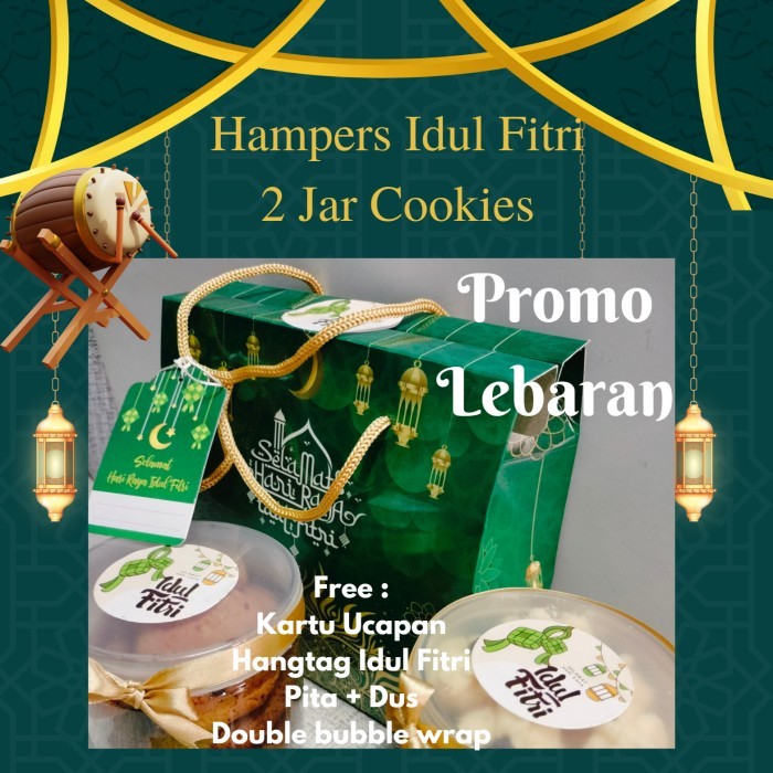 

New! Hampers Idul Fitri/Parcel Lebaran 2 Jar Cookies FREE Dus/Card/Pita/Tag Lebaran