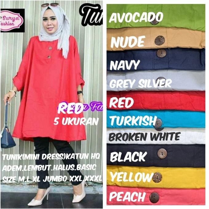Tunik Polo (Mini Dress) Katun Hq Bordir Original Saku Fungsi Lengan