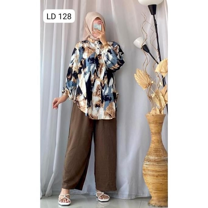 One Set Jumbo Raysha Set Ld128 Setelan Kekinian Rayon Mix Crinkle
