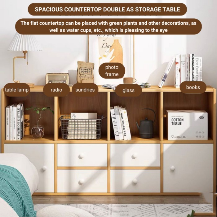 LEMARI BUKU LACI TUTUP SLOT LUAS KAYU KOKOH NIMALIS SERBAGUNA