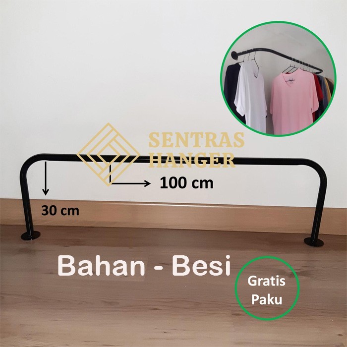 Gantungan Baju Besi, Gantungan Baju Display, 100 cm