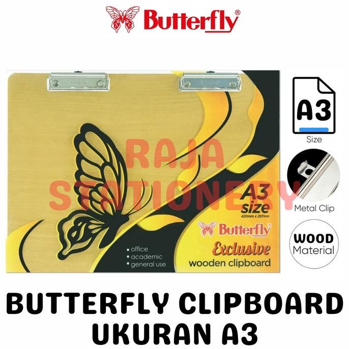 

Butterfly Clipboard A3 Wooden Artist / Papan Jalan Alas Gambar Ujian Butterfly A3 Kayu