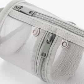 

Muji Nylon Round mesh pen case that can be used vertically or horizontally - tempat / kotak pensil 2 bukaan