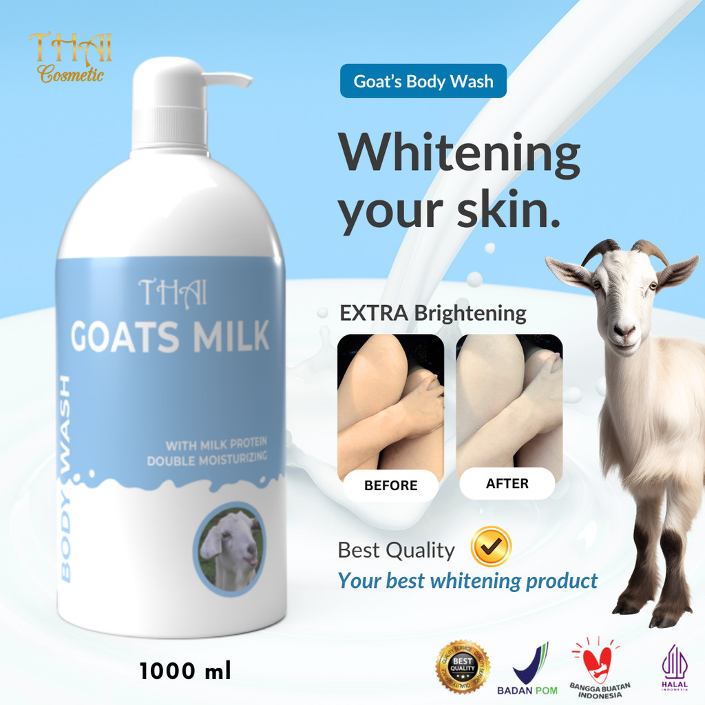 Thai Goats Milk Body Wash 1000ml -  Sabun Cair Susu Kambing & Pencerah Kulit