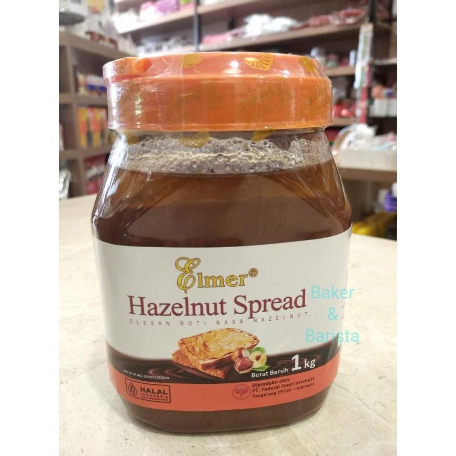 

langsung order saja] Elmer Hazelnut Spread 1kg / Olesan Roti Hazelnut / Selai topping cake bolu donat