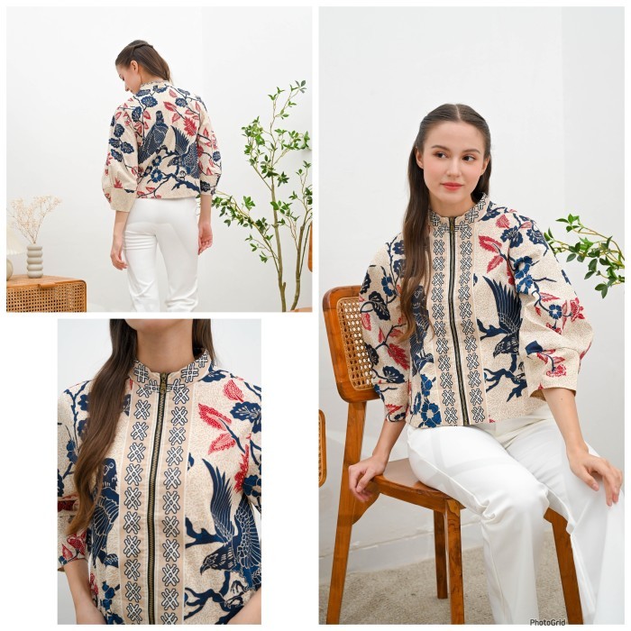 Bomber batik wanita modern / jaket batik wanita / seragam luaran kerja