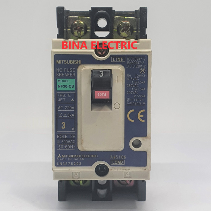 MCCB Mitsubishi NF30-CS 2P 3A 220V 2.5kA / NFB Mitsubishi NF30-CS 3A