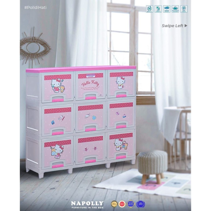 LEMARI PLASTIK NAPOLLY LOCKER BESTIE HELLO KITTY