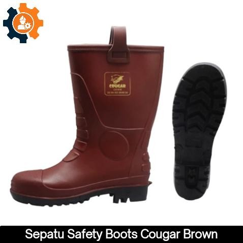 Sepatu Safety Boots Cougar Brown / Sepatu Boot Safety Coklat COUGAR Terlaris